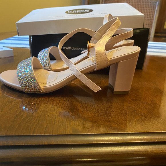 Blush Rhinestone Sandals - Picture 2 of 3